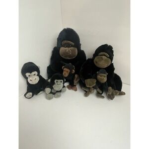Gorilla Plush LOT OF 5 Black Monkey Ape Noah's Ark Plushie Safari SOFT USED